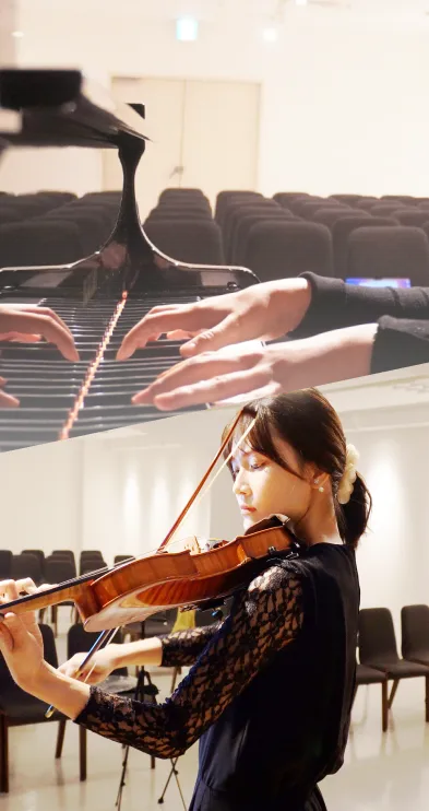 ヴァイオリニストとピアニストの演奏静止画。出典:SHARE MUSICA YouTubeチャンネル